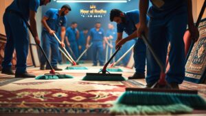 صورة رجال يقومون بتنظيف سجاد لشركة نور الرضا