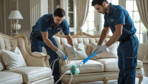 صورة رجال يقومون بتنظيف كنب لشركة نور الرضا (3)